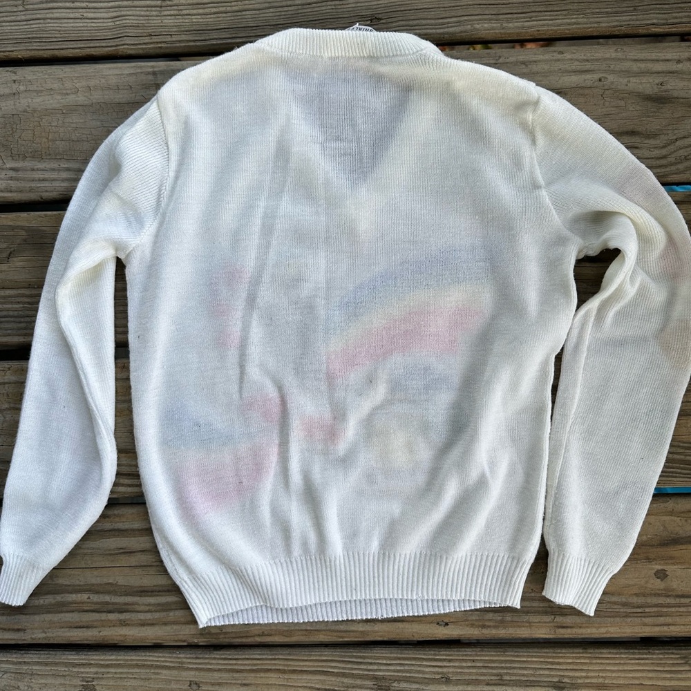 Vintage sweater rainbow paint love color art size small unique embossed - Picture 8 of 8